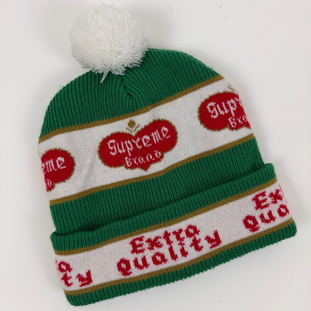 Supreme Extra Quality Pom Beanie‎ Green Heart Logo Knit Acrylic Hat